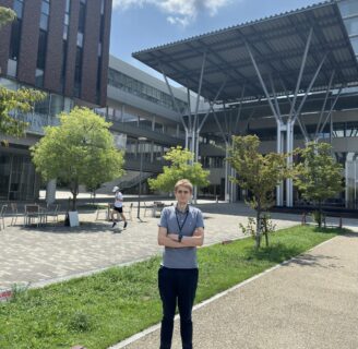Martin Ottens in front of the Osaka Ibaraki Campus, Ritsumeikan University