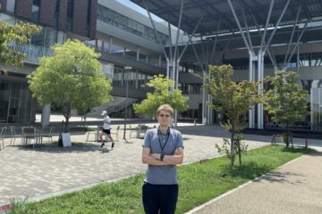 Martin Ottens in front of the Osaka Ibaraki Campus, Ritsumeikan University