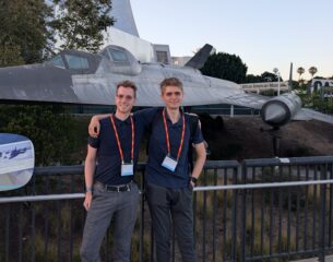 Martin Ottens, ri. and Moritz Thome, le. in front of a reconnaissance aircraft.