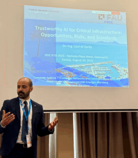 Dr.-Ing. Loui Al Sardy during his presentation at RTSI 2025 in Tunis