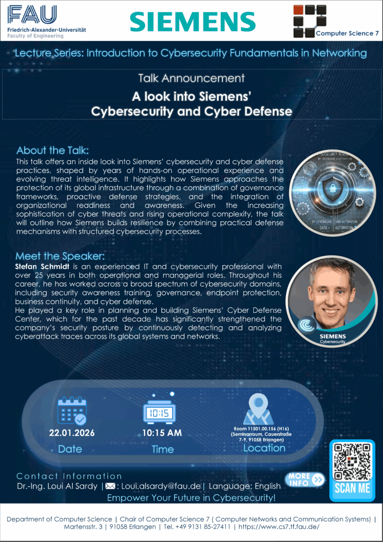 Guest Lecture Talk: A Look into Siemens’ Cybersecurity and Cyber Defense